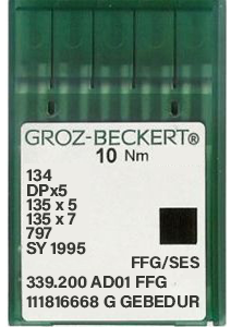 Groz Beckert 134 FFG/SES GEBEDUR Size 65 Pack of 10 Needles